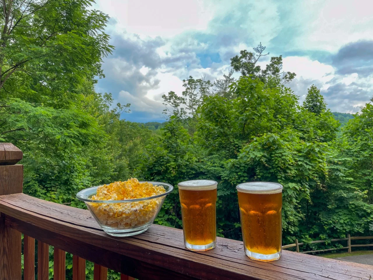 Mountain view deck at Summit Up cabin, a top pick for where to stay in Sevierville TN