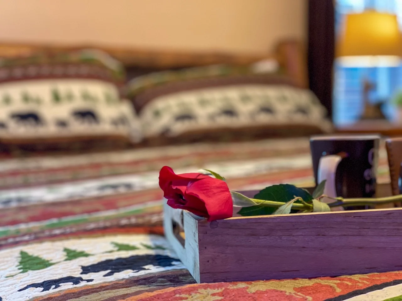 Romantic cabin bedroom in Gatlinburg, a honeymoon ideas Gatlinburg pick with a king bed
