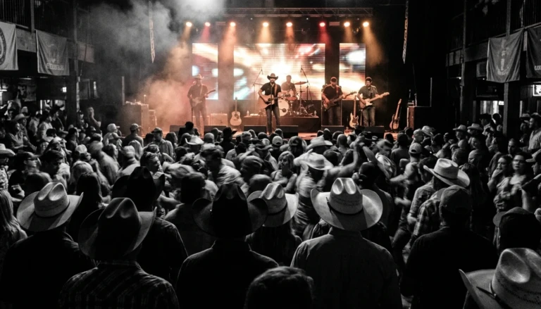 Crowd silhouettes at a live country music show, capturing Gatlinburg nightlife on the Parkway
